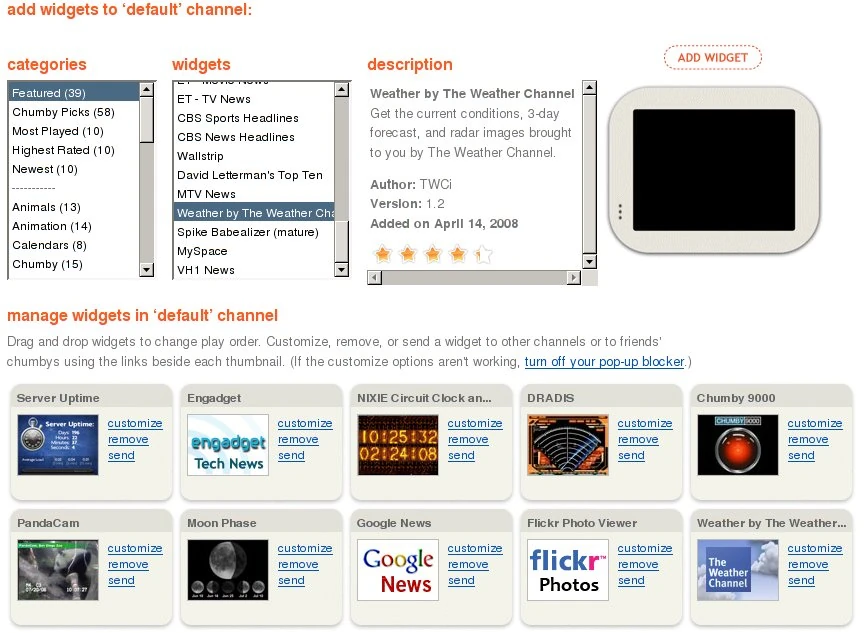 My Chumby dashboard