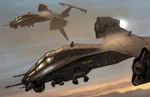 Early Ox Transports flying among the clouds