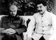 Yuri can be seen on the left and Stalin on the right.