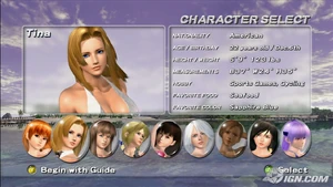 DOAX2 Character Selection Screen