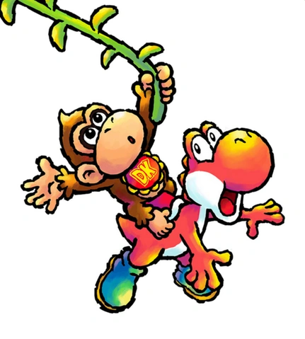 Baby Donkey Kong using his swinging ability
