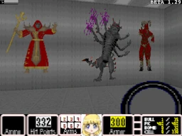 A wall mural of the three Serpent Riders from EarthBound Doom. From left to right: D'Sparil, Korax, Eidolon.