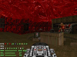 The pillar from where the player can make his triumphant attack, before the Cyberdemon that guards the Gatekeeper.