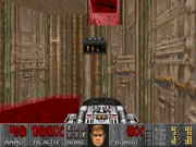 An energy cell pack sits above a pool of blood in Doom E3M3: Pandemonium.
