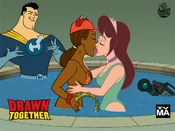 The hot tub kiss as depicted in promotional posters.