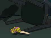 The shadow of Nibbler on the floor.