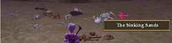 Get me outta here! - far right white skeleton exits you all the way back to the Sinking Sands dock