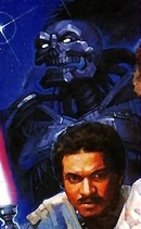 Lando Calrissian y un droide YVH 1.