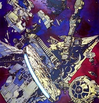 El espacio alrededor de Coruscant quedó abarrotado de restos de naves y escombros en la Cuarta Batalla de Coruscant.