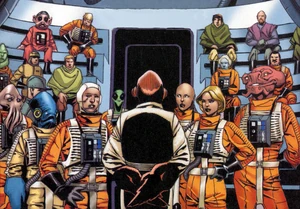 Los nuevos Pícaros siendo seleccionados poco después de la Batalla de Endor.