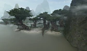 Los altos árboles en las preciosas playas de Kashyyyk.