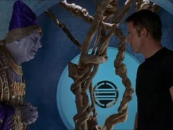 Tuzak and John Crichton stand before the sanctity root.
