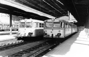 Ferrobuses de la serie FER 301 a FER 361 (rematriculados a Serie 591) en Madrid Atocha en 1965