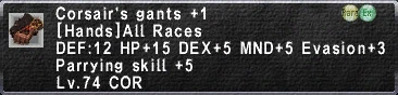Corsair's Gants +1