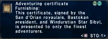 Adventuring Certificate