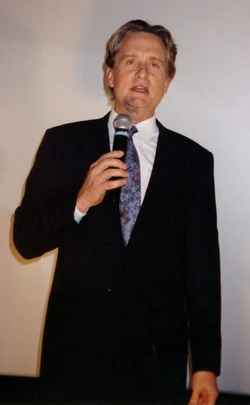 Actor Michael Douglas (b. 1944) speaking in Colongne, Germany.