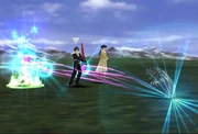 Quistis draws magic from a Bite Bug.