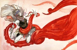Being manhandled by the Kraken, as drawn by Yoshitaka Amano