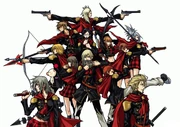 Artwork of the characters in Final Fantasy Agito XIII by Tetsuya Nomura.