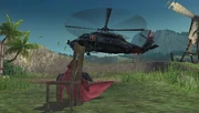 A Shin-Ra helicopter arrives at Banora Village to take away Genesis' lifeless body.