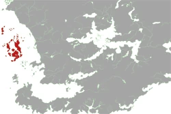 Map of Faerûn highlighting the Moonshae Isles