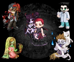 Evolving Item Report: (clockwise from top left) Picolitrosso's Urn, Gro-gain, Furugasa, Padmavati's Lotus, (centre) Alruna's Rose