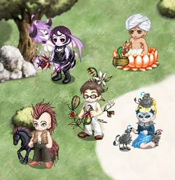 Evolving Item Report: (clockwise from top left) Alruna's Rose, Padmavati's Lotus, Picolitrosso's Urn, Dionaesil, Kelp o' th' Loch
