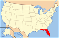 Map of the USA highlighting Florida