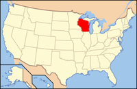 Map of the USA highlighting Wisconsin