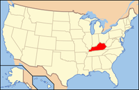 Map of the USA highlighting Kentucky