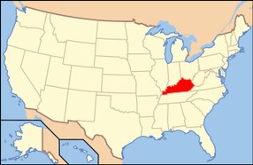 Map of the United States with Kentucky highlighted