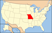 Map of the USA highlighting Missouri