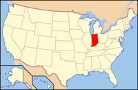 Map of the USA highlighting Indiana