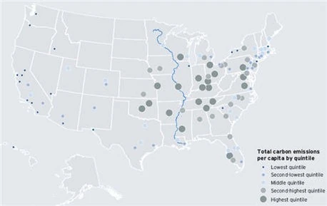 Carbon footprint of US metro areas