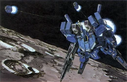 Gundam Mark V using incoms (armed w/ beam rifle and missiles)