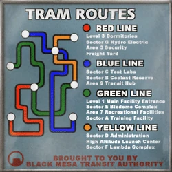 A map seen in Half-Life: Blue Shift that details part of the layout of the tram's lines