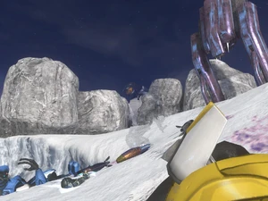 A scene of carnage during a battle with Covenant Rebels