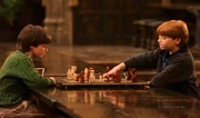 Harry and Ron enjoy a game of Wizard's Chess.