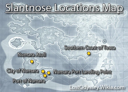 All the locations you can visit with the Slantnose