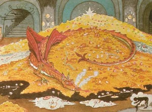 Smaug as depicted in the animated feature of The Hobbit