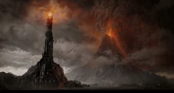 The tower of Barad-Dûr, on top of which is the Eye of Sauron.