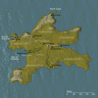 A map of Númenor during the Second Age, courtesy of the Encyclopedia of Arda.