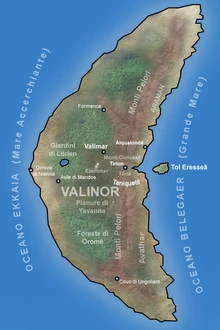 A map of Aman and Valinor. Not created by Tolkien though.