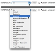 Namensraum-Auswahlfeld, wie es auf z.B. im Kopf der Letzten Änderungen zu finden ist