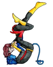 A Character I made (Mirage - not to be confused with the real one, I used her name when she quit using it) and Nightcrawler, influenced by the X-Men Evolution cartoon style