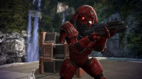 A hardsuited krogan