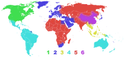 A map of the world's DVD regions.