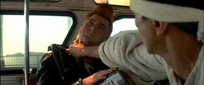 Spock performs the Vulcan nerve pinch on an obnoxious punk in 1986. (Star Trek IV: The Voyage Home)
