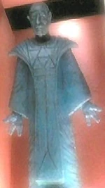 An ornament of Surak performing a version of the Vulcan salute