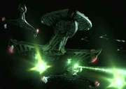 The Negh'Var fires on the station's shield generators